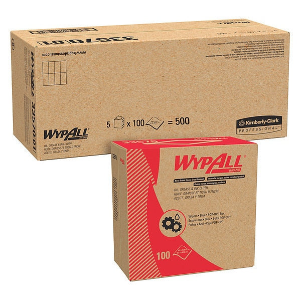 Dry Wipe, Blue, Box, Meltblown, 100 Wipes, 8 3/4 in x 16 3/4 in, Unscented