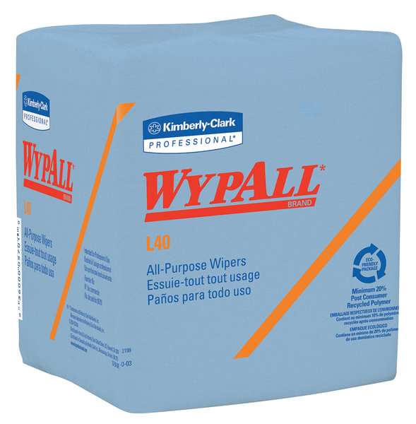 Dry Wipe, Blue, 1/4 Fold Poly Wrapped, Double Recreped (DRC), Face, Hand, 12 PK, 56 Wipes