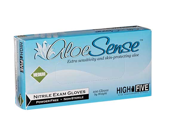 Aloe Coated Exam Gloves, Nitrile, Powder Free, Green, XS, 100 PK