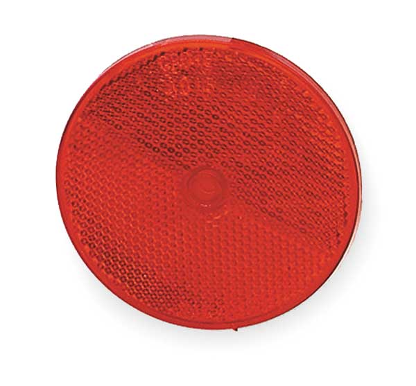 Reflector, Screw Mount, Red, Dia 3-1/4 In