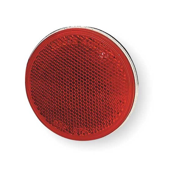 Reflector, Sealed, Stick-On, Red, Dia 3 In