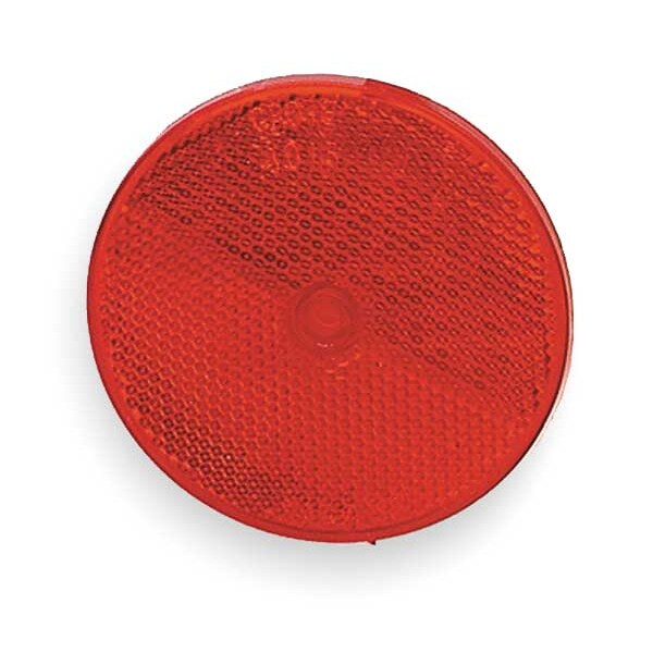Reflector, Screw-On, Red, Round, Dia 2 In