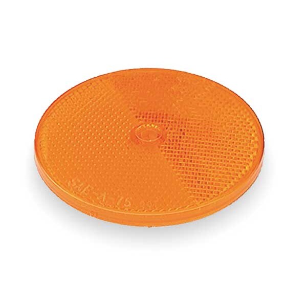 Reflector, Screw-On, Yellow, Round, Dia 2 In