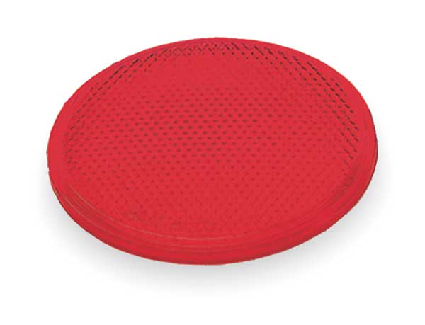 Reflector, Stick-On, Red, Round, Dia 3 In