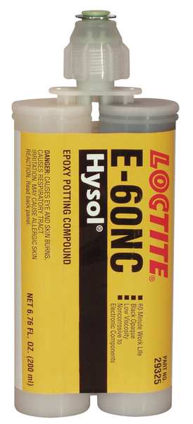 Epoxy Adhesive, E-60NC Series, Black, 1:01 Mix Ratio, 3 hr Functional Cure, Dual-Cartridge