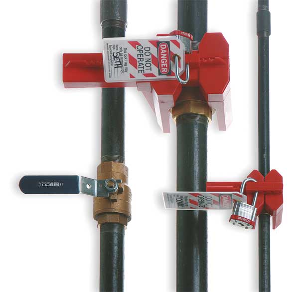 4-Legged Ball Valve Lockout, Polypropylene, 1/2 in to 2-1/2 in Diameter Pipe, Red