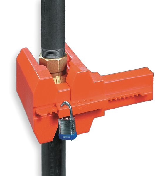 4-Legged Ball Valve Lockout, Polypropylene, 1/2 in to 2-1/2 in Diameter Pipe, Red