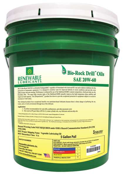Rock Drilling Oil, Bio Extreme, 5 G, 20W-60