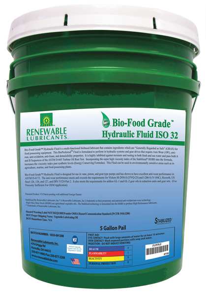 Bio-Food Grade Hydraulic Fluid, 5 gal., ISO 32