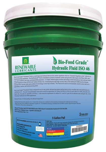 Bio-Food Grade Hydraulic Fluid, 5 gal., ISO 46