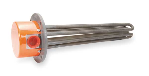 Flanged Immersion Heater, 21-9/16 In. L