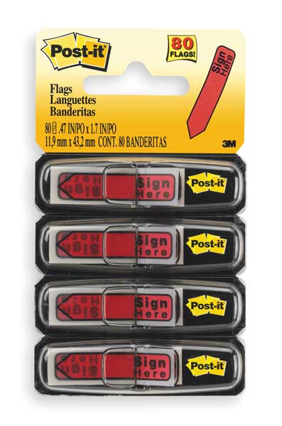 Sticky Arrow Flags, Sign Here, Red, PK4