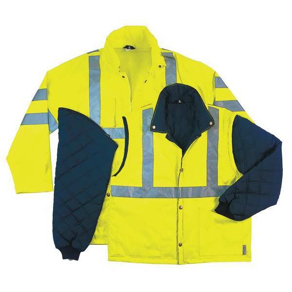 Large Insulated Hooded Jacket, Lime/Black