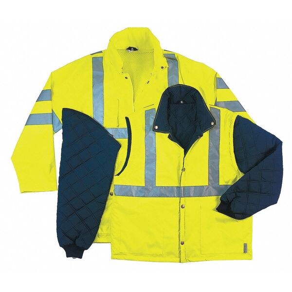 Large Insulated Hooded Jacket, Lime/Black