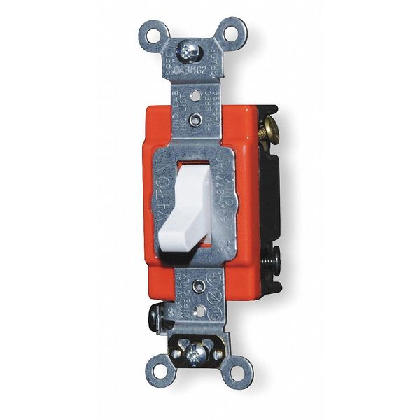 Wall Switch, 4-Way, 120/277V, 20A, Wht, Toggl