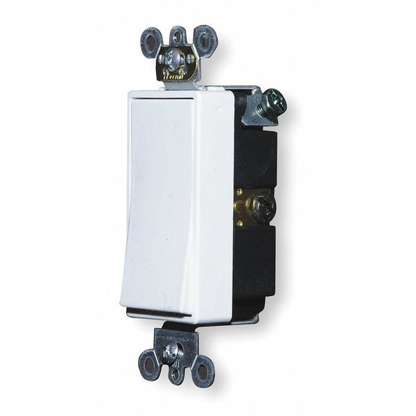Wall Switch, 3-Way, 120/277V, 15A, Wht, Rockr