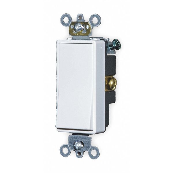 Wall Swtch, 1-Pole, 120/277V, 15A, Wht, Rockr