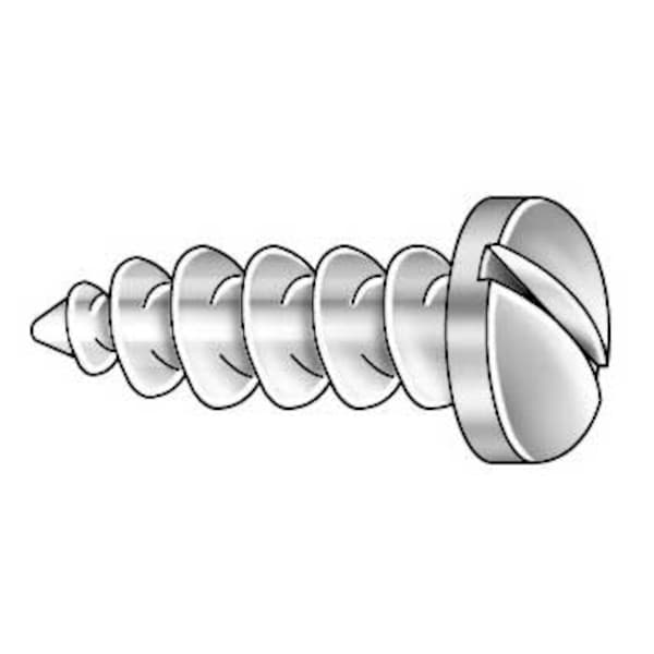 Sheet Metal Screw, #6 x 3/4 in, Zinc Plated Steel Pan Head Slotted Drive, 100 PK
