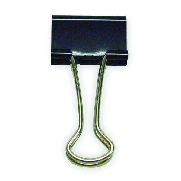 Binder Clip, 1/2 In, Metal, Black, PK60
