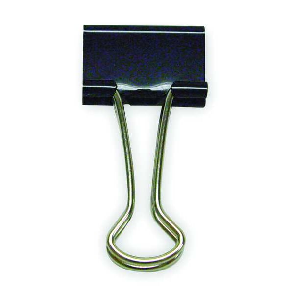 Binder Clip, 1-1/4 In, Metal, Black, PK24