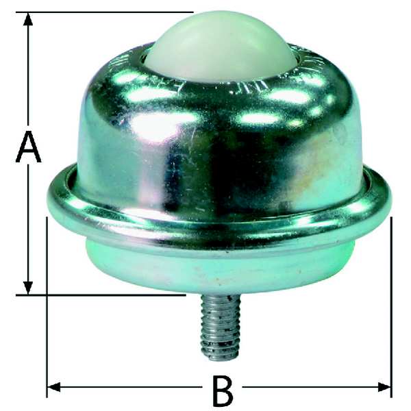 Ball Transfer, Threaded, 1-1/2In Ball Dia