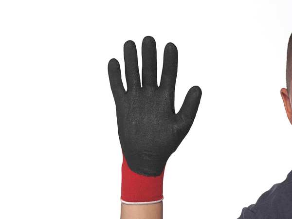 Foam Nitrile Coated Gloves, NorthFlex Red, Palm Coverage, Abrasion Level 4, Red/Gray, L, 1 Pair
