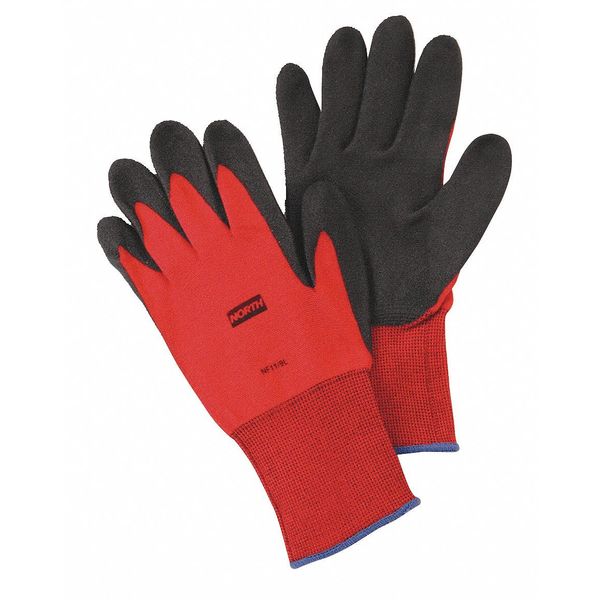 PVC Coated Gloves, Palm Coverage, Red, 2XL, PR
