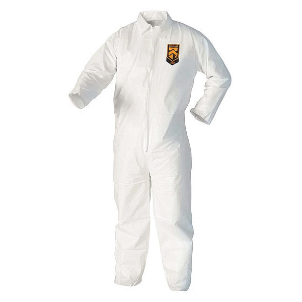 Disposable Coveralls, 25 PK, White, KleenGuard A40, Zipper