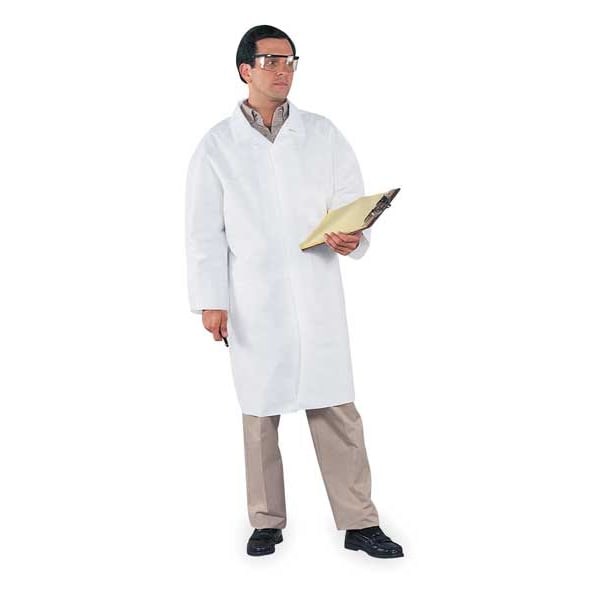 LiqParti Protect LabCoat 4Snap KneeLen OpWrist WHT 2X 30/Cs