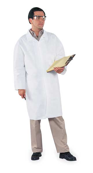 LiqParti Protect LabCoat 4Snap KneeLen OpWrist WHT 3X 30/Cs