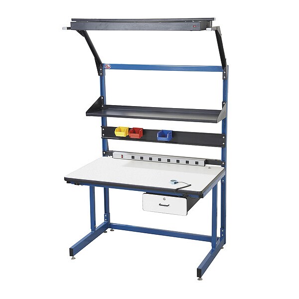 Bolted Workstation, ESD Laminate, 60 in W, 30 in to 36 in Height, 750 lb, Cantilever