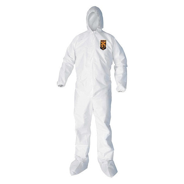 Hooded Disposable Coveralls, 25 PK, White, KleenGuard A40, Zipper