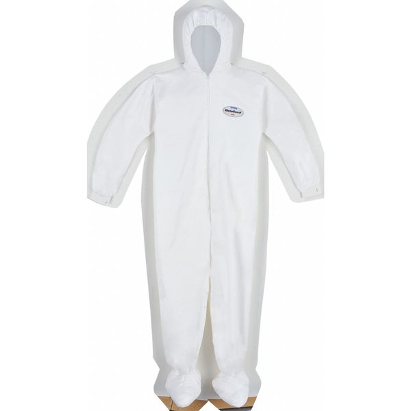 Hooded Disposable Coveralls, 25 PK, White, KleenGuard A40, Zipper