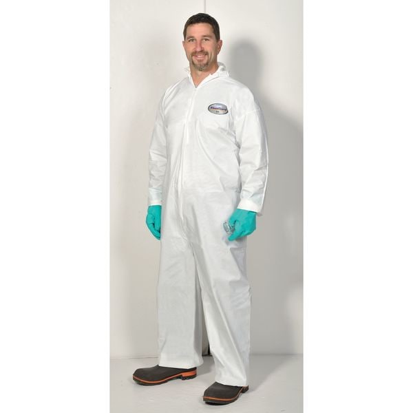 Hooded Disposable Coveralls, 25 PK, White, KleenGuard A40, Zipper