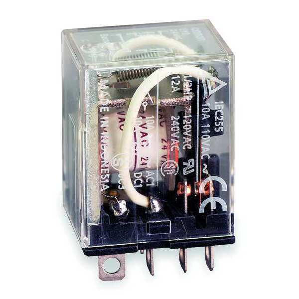 General Purpose Relay, 120V AC Coil Volts, Square, 8 Pin, DPDT