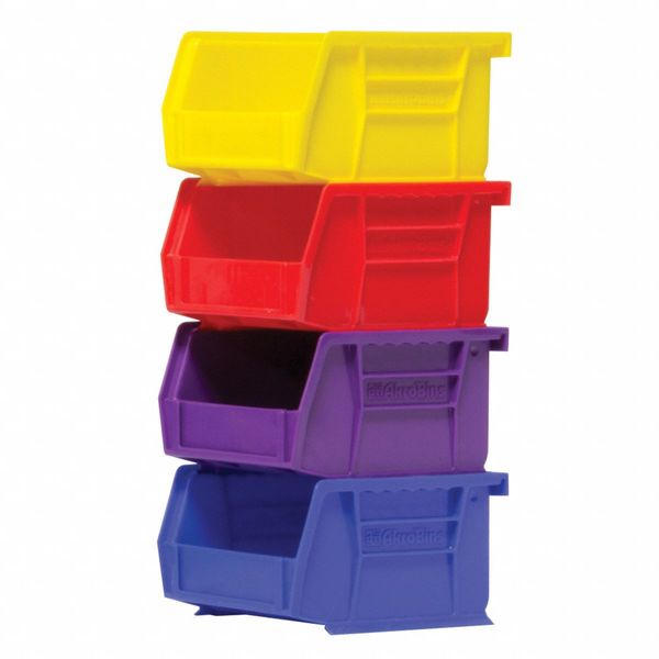Hang & Stack Storage Bin, Blue, Plastic, 5 3/8 in L x 4 1/8 in W x 3 in H, 10 lb Load Capacity