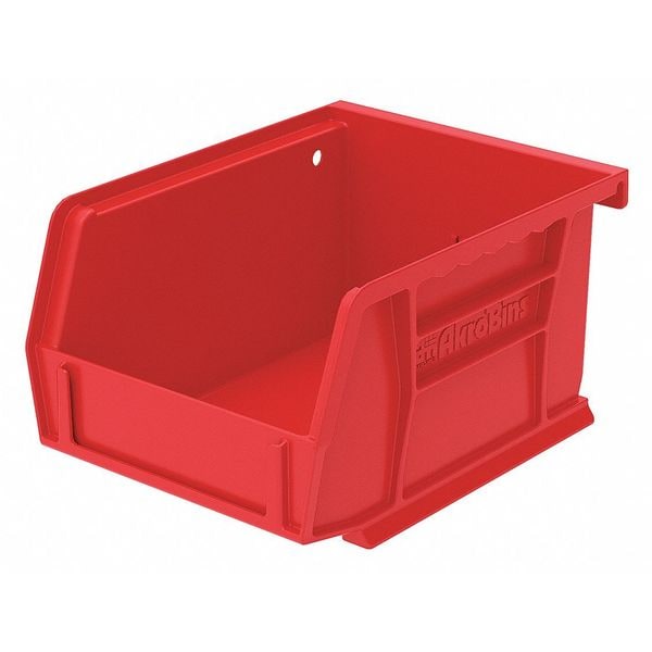 Hang & Stack Storage Bin, Red, Plastic, 5 3/8 in L x 4 1/8 in W x 3 in H, 10 lb Load Capacity