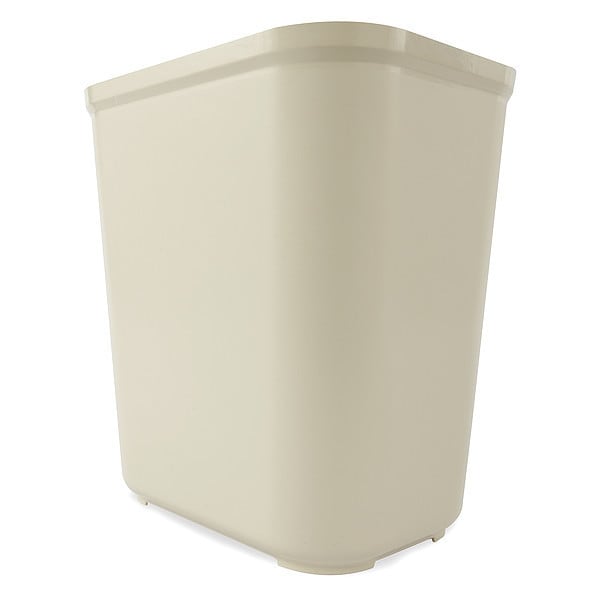 7 gal Rectangular Trash Can, Beige, 10 1/2 in Dia, None, Thermoset Polyester