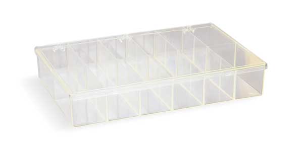 Compartment Box with 12 compartments, Plastic, 2 13/16 in H x 8-1/2 in W