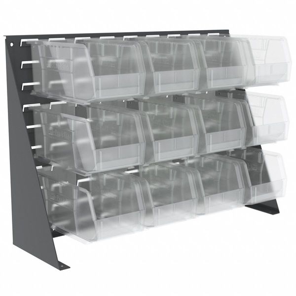 Steel Louvered Bench Rack, 28 in W x 8 9/16 in D x 20 in H, Gray