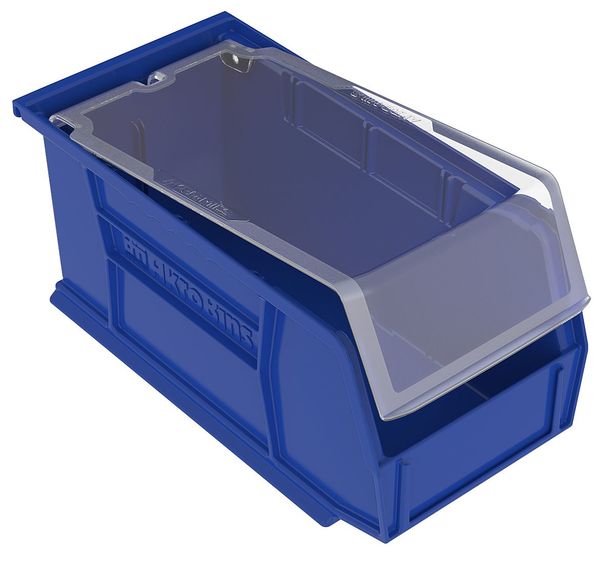 Hang & Stack Storage Bin, Blue, Plastic, 10 7/8 in L x 5 1/2 in W x 5 in H, 30 lb Load Capacity