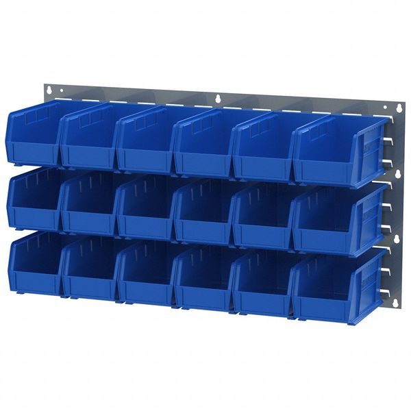 Hang & Stack Storage Bin, Blue, Plastic, 10 7/8 in L x 5 1/2 in W x 5 in H, 30 lb Load Capacity