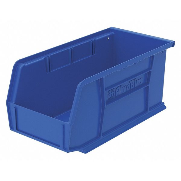 Hang & Stack Storage Bin, Blue, Plastic, 10 7/8 in L x 5 1/2 in W x 5 in H, 30 lb Load Capacity