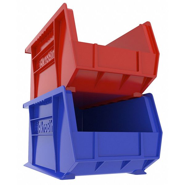 Hang & Stack Storage Bin, Blue, Plastic, 14 3/4 in L x 8 1/4 in W x 7 in H, 60 lb Load Capacity