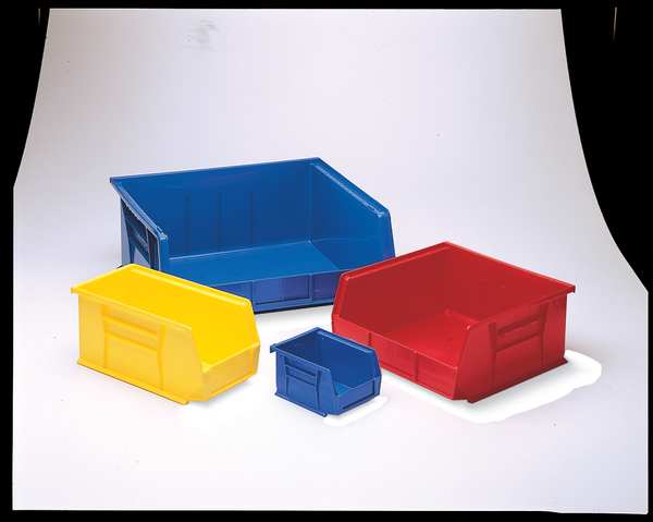 Hang & Stack Storage Bin, Blue, Plastic, 5 3/8 in L x 4 1/8 in W x 3 in H, 10 lb Load Capacity