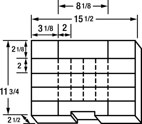 Adjustable Compartment Box with 9 to 24 compartments, Plastic, 15 1/2 in H x 11 3/4 in W