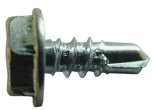 Self-Drilling Screw, #10 x 5/8 in, Zinc Plated Steel Hex Head External Hex Drive, 100 PK
