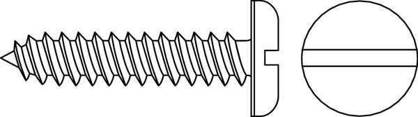 Sheet Metal Screw, #6 x 3/8 in, Zinc Plated Steel Pan Head Slotted Drive, 100 PK
