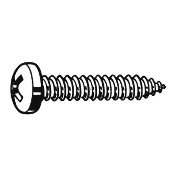 Sheet Metal Screw, #8 x 3/4 in, Zinc Plated Steel Pan Head Phillips Drive, 100 PK