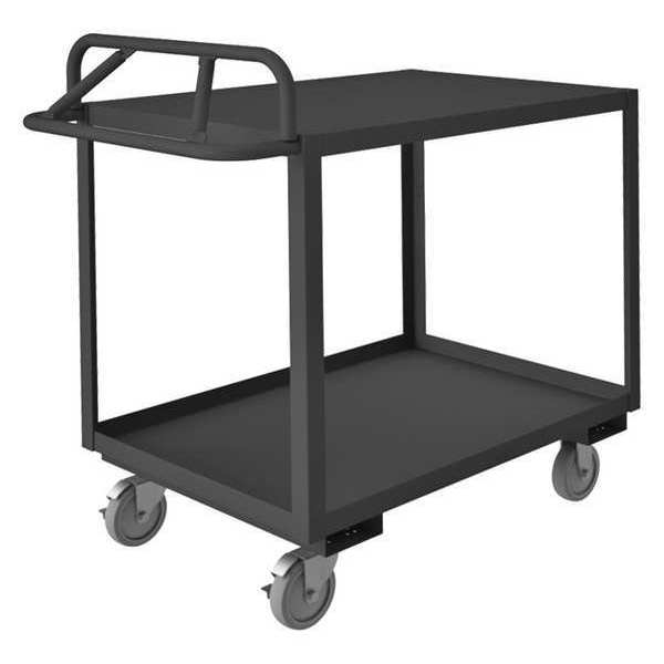 Steel Utility Cart with Lipped & Flush Metal Shelves, Ergonomic, 2 Shelves, 1,200 lb